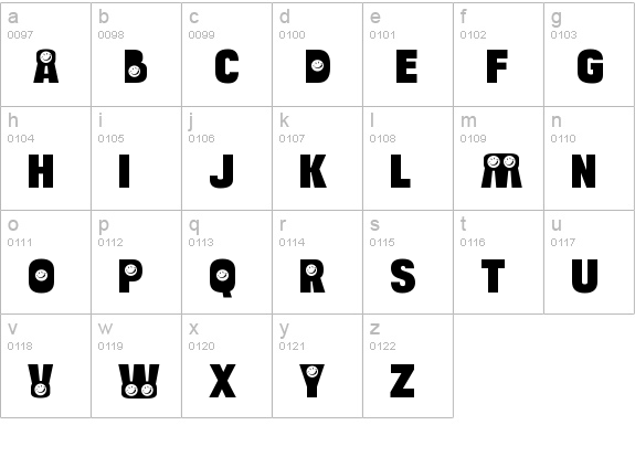 BulltoadSmile-Regular lowercase a-z preview