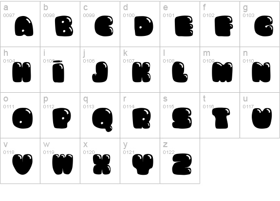 Bumbazoid lowercase a-z preview