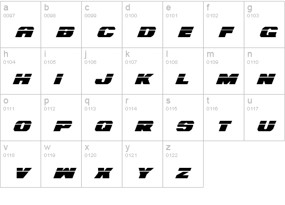 Bummer Laser Italic lowercase a-z preview