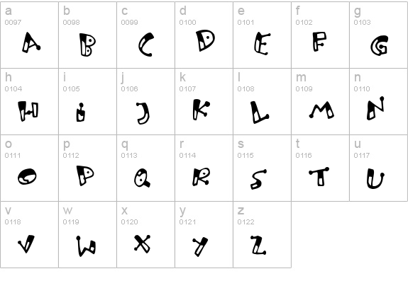 Bungnipper lowercase a-z preview