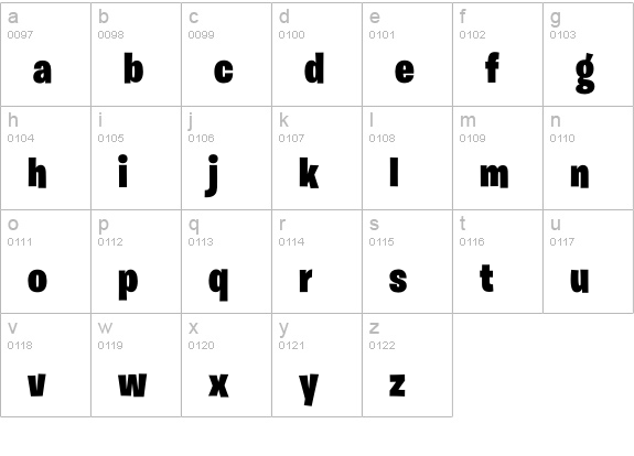 Burbank Big Condensed Black lowercase a-z preview