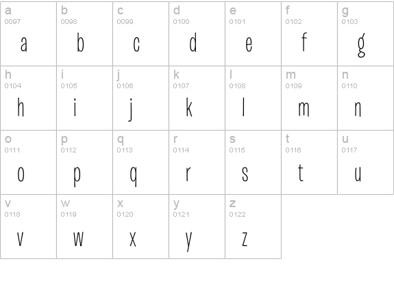 Burbank Big Condensed Light lowercase a-z preview