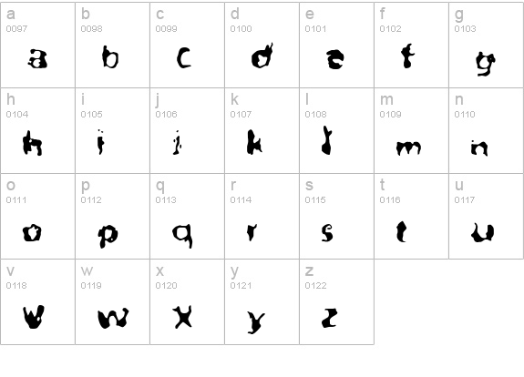 BurnOut-Regular lowercase a-z preview