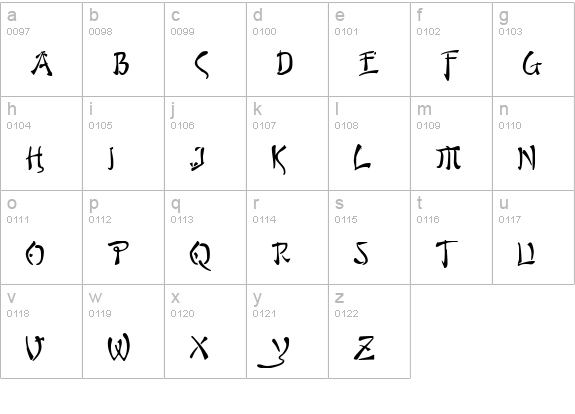 Bushido lowercase a-z preview