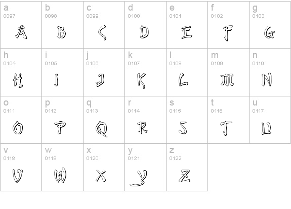 Bushido Shadow lowercase a-z preview