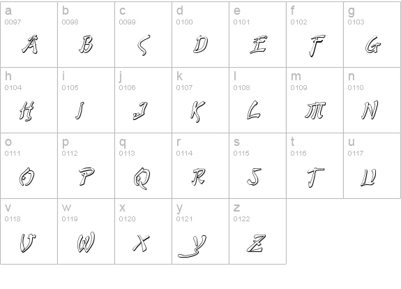 Bushido Shadow Italic lowercase a-z preview