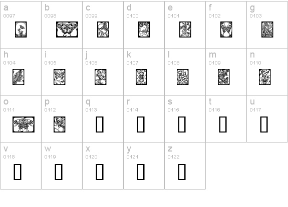 Butterflies lowercase a-z preview