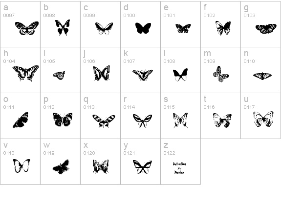 Butterflies by Darrian lowercase a-z preview