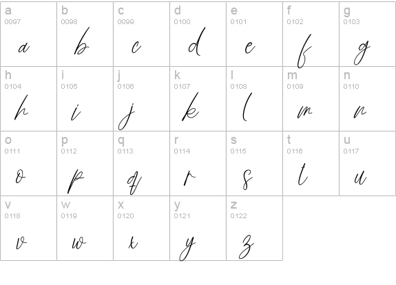 Butterfly Signature lowercase a-z preview