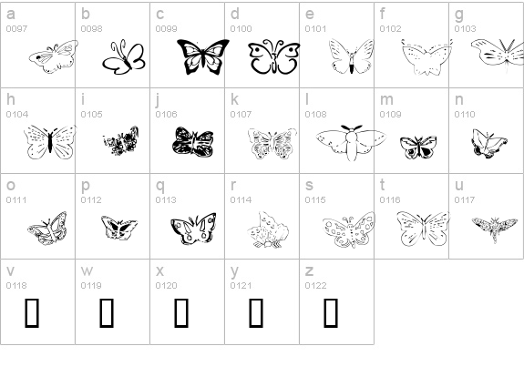 ButterflyHeaven lowercase a-z preview