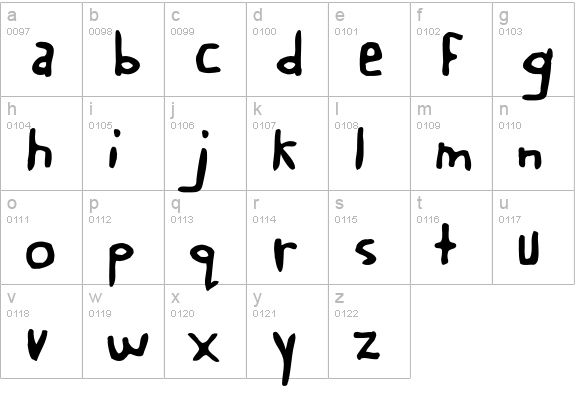 Buttweasel lowercase a-z preview