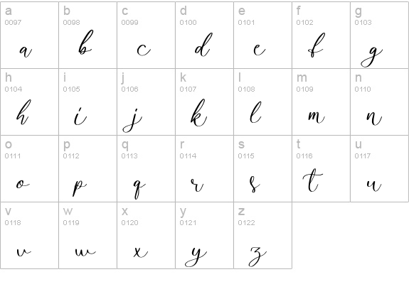 Byefour lowercase a-z preview