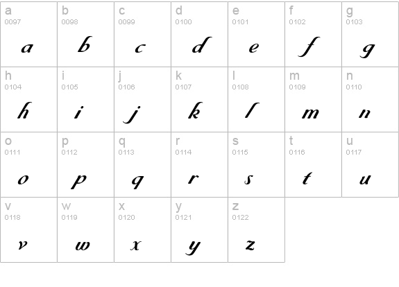 Byron RR Bold lowercase a-z preview