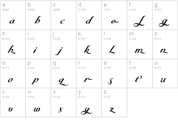 Byron RR Swash Bold lowercase a-z preview