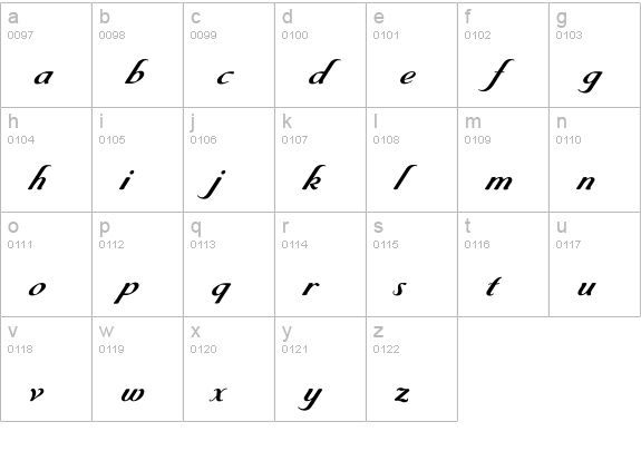 ByronBold lowercase a-z preview