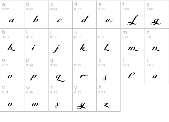 ByronBoldSwash lowercase a-z preview