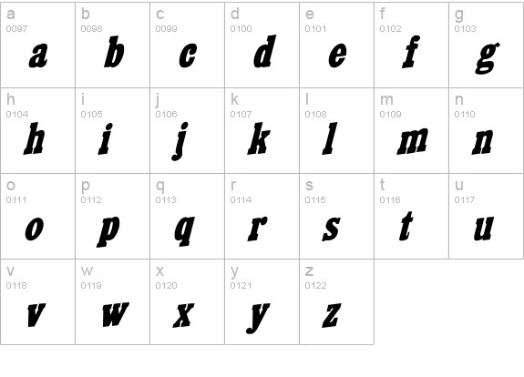 CairoExtendedItalic Italic lowercase a-z preview