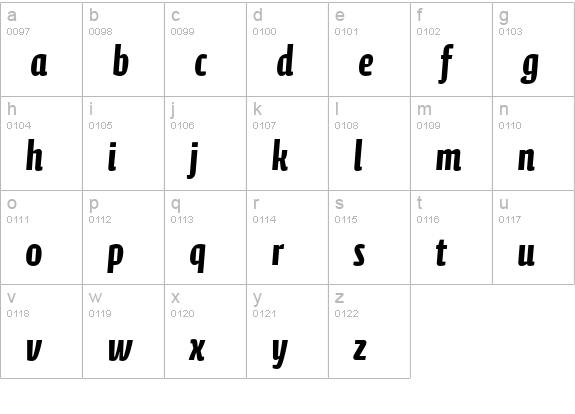 Calcite Pro Bold lowercase a-z preview
