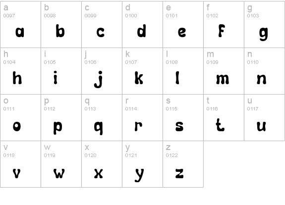 Calebasse (Unregistered) lowercase a-z preview