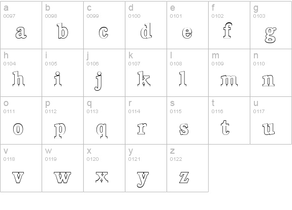 CalgaryOutline-Bold lowercase a-z preview