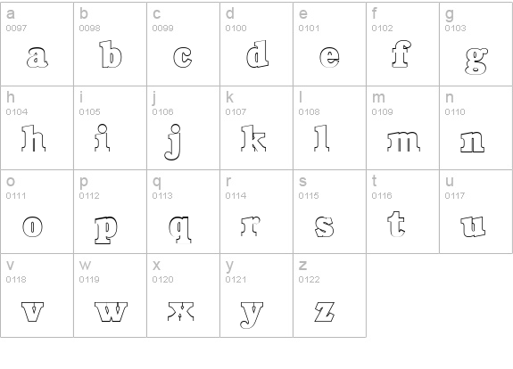 CalgaryOutline-Heavy-Regular lowercase a-z preview