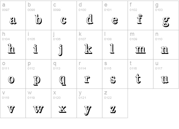 CalgaryShadow-Regular lowercase a-z preview