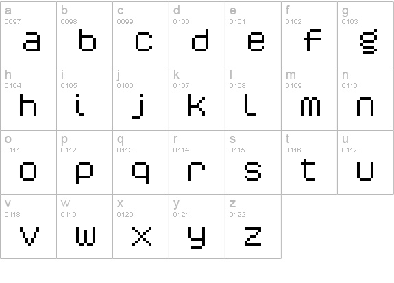 CALIPER-888XW lowercase a-z preview
