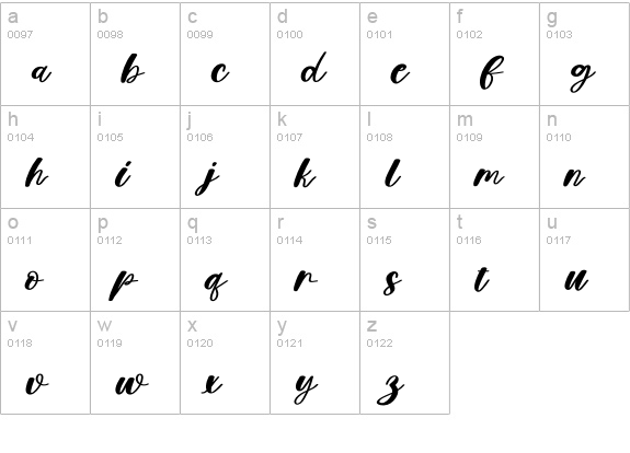Calligrapher lowercase a-z preview