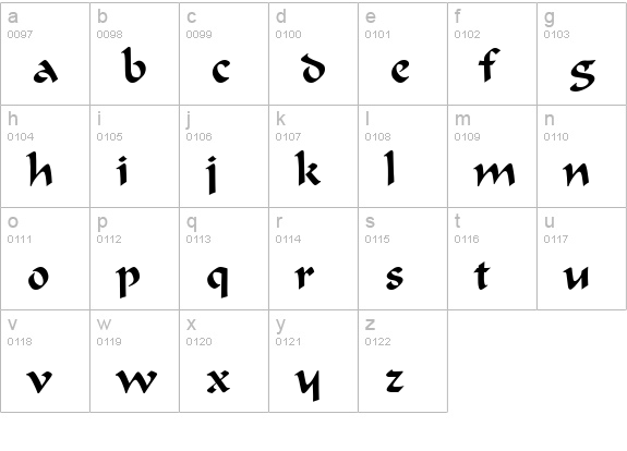 Calligrapher Regular lowercase a-z preview