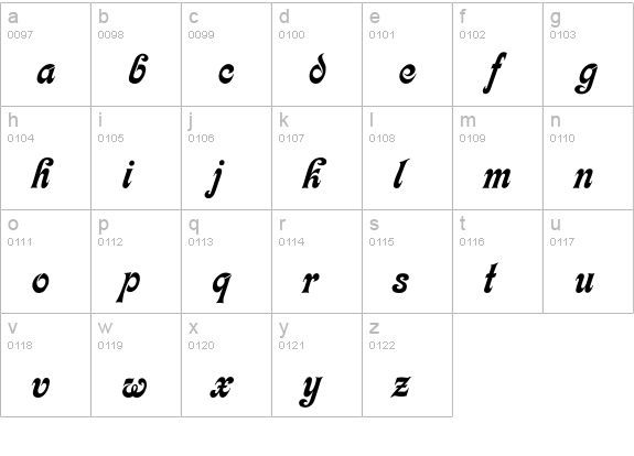 Calligraphia lowercase a-z preview