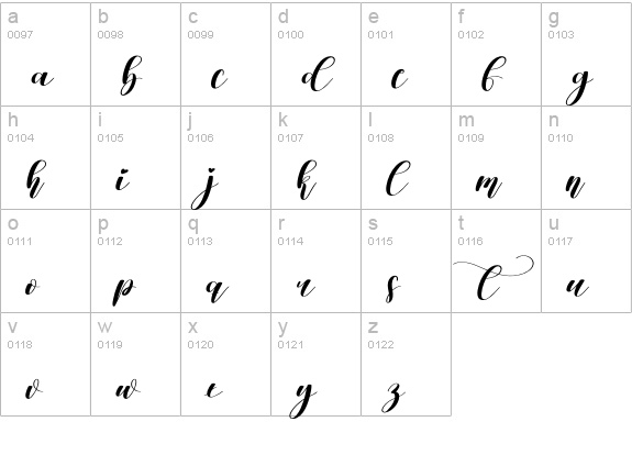 Calligraphy lowercase a-z preview