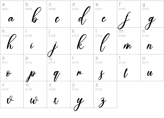 Calligraphy Brilliant lowercase a-z preview