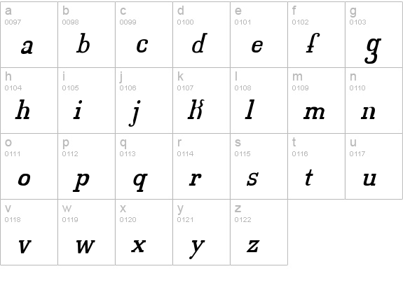 Calvino-BrokenHand lowercase a-z preview