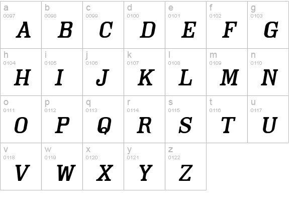 Cam LightOblique lowercase a-z preview