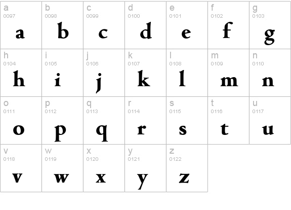 Cambridge-Bold lowercase a-z preview