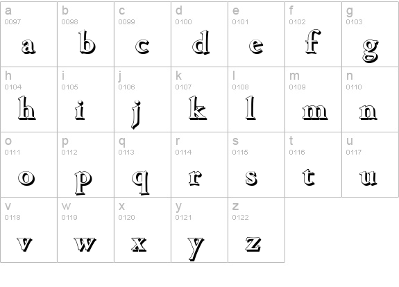 CambridgeShadow-Bold lowercase a-z preview