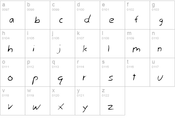 CamdensHand Regular lowercase a-z preview