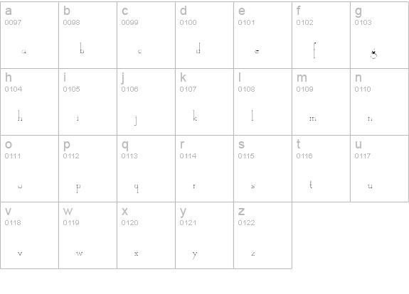 Camelot DeNada lowercase a-z preview