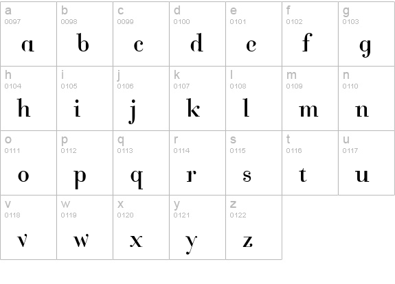 Cantabile lowercase a-z preview