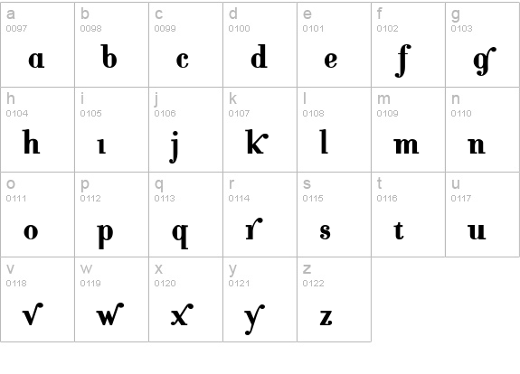 CantabileBoldAlternate lowercase a-z preview
