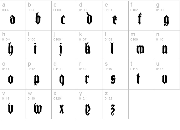 CantaraGotica lowercase a-z preview