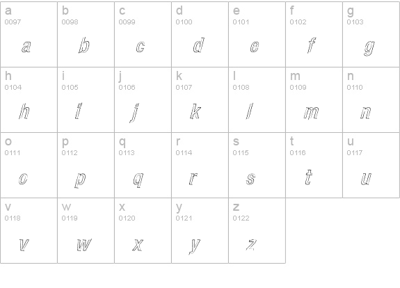 CARBONCILLO PALO Italic lowercase a-z preview