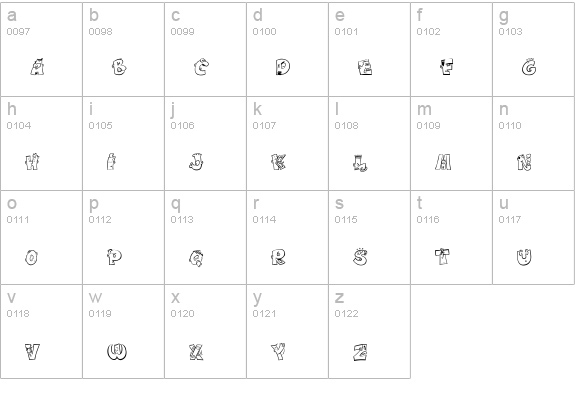 caricature lowercase a-z preview