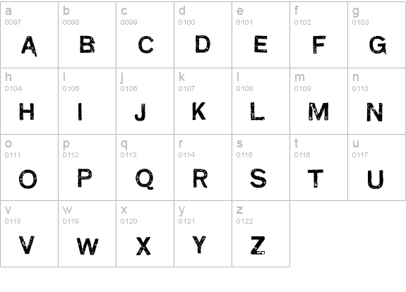 Carimbo lowercase a-z preview
