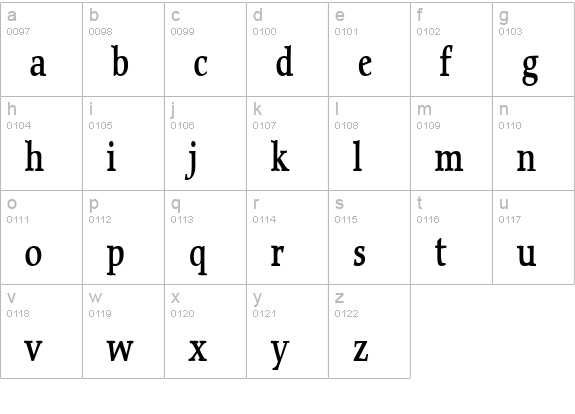 Carmine-Condensed Bold lowercase a-z preview
