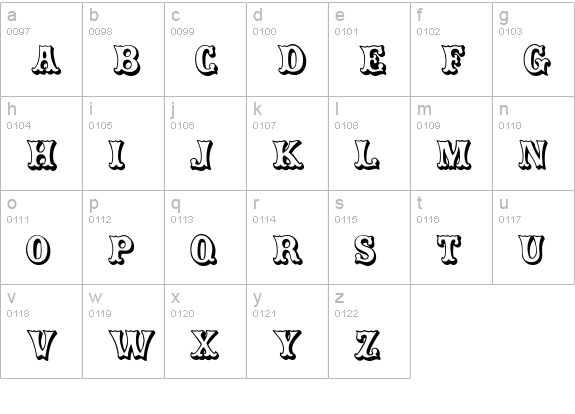 CarnivalMF OpenShadow lowercase a-z preview