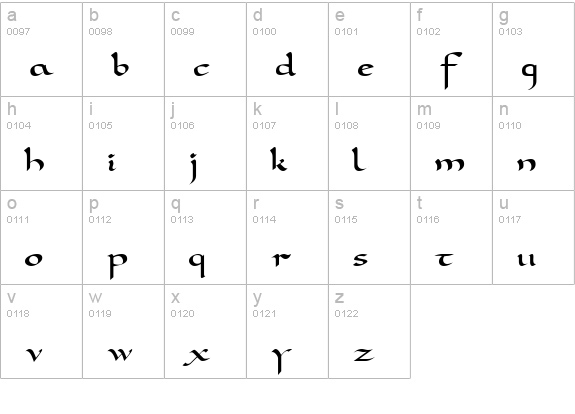 Carolus FG lowercase a-z preview