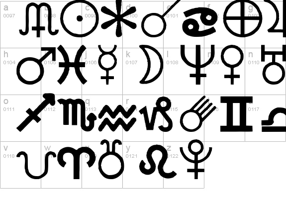 Carr AstroDings lowercase a-z preview