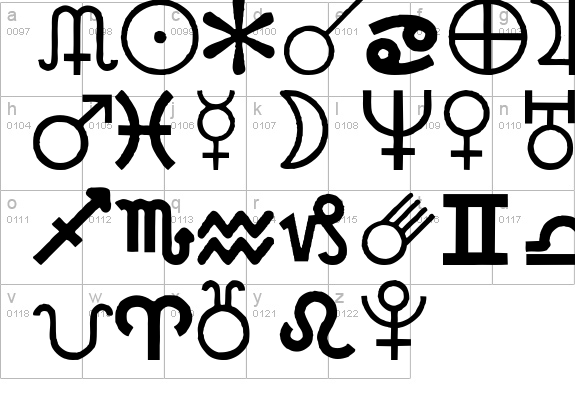 CarrAstroDings lowercase a-z preview
