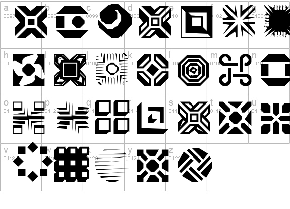 CarrDingbats1 Regular lowercase a-z preview